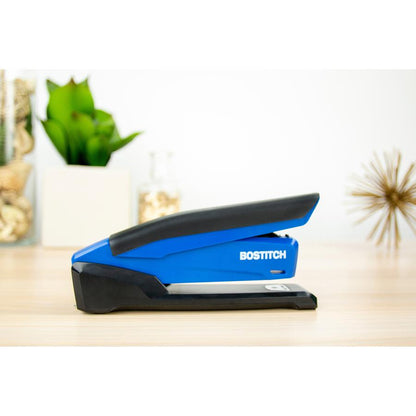 Bostitch InPower Spring-Powered Antimicrobial Desktop Stapler - 20 Sheets Capacity - 210 Staple Capacity - Full Strip - 1 Each - Blue
