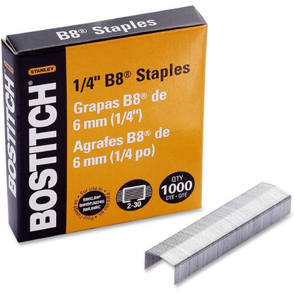 Bostitch PowerCrown Premium Staples - 210 Per Strip - 1/4" Leg - 1/2" Crown - Chisel Point - Silver - High Carbon Steel - 2.5" Height x 0.5" Width0.3" Length - 10000 / Box
