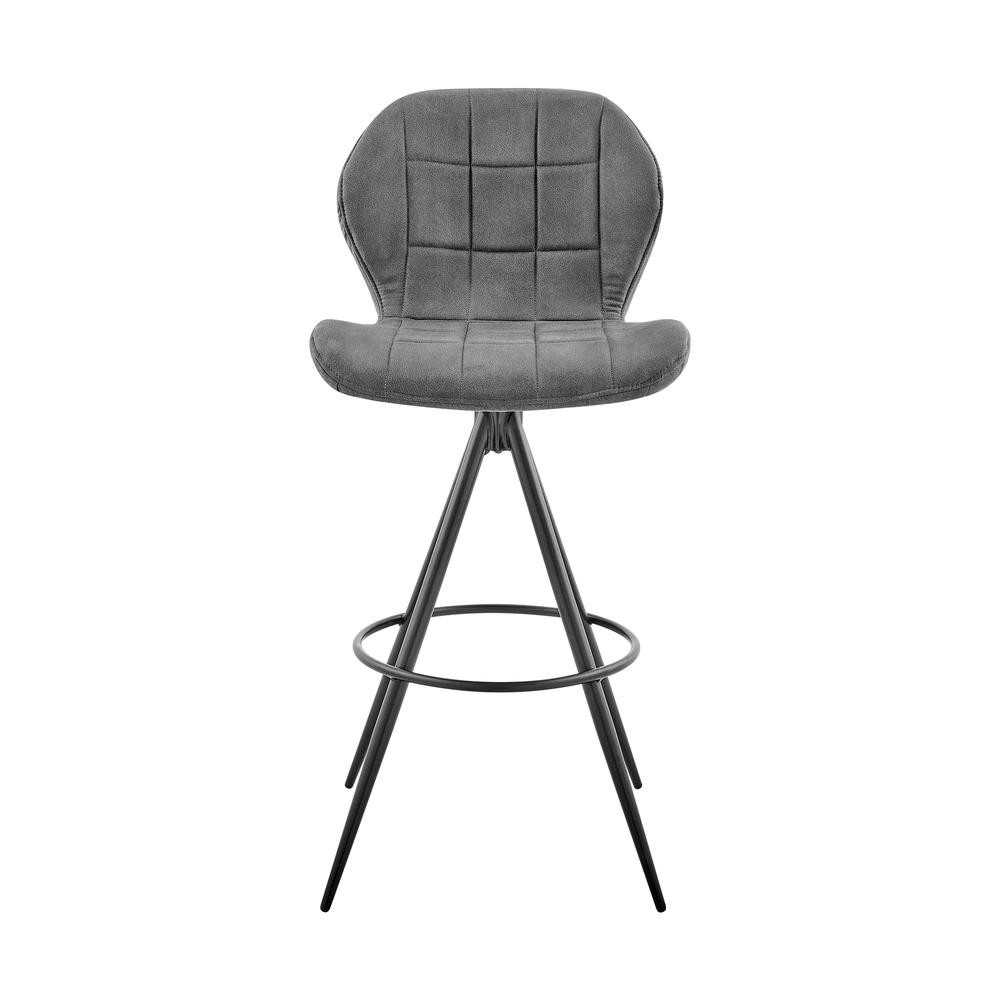 Catalina 26 Counter Height Bar Stool in Charcoal Fabric and Black Finish