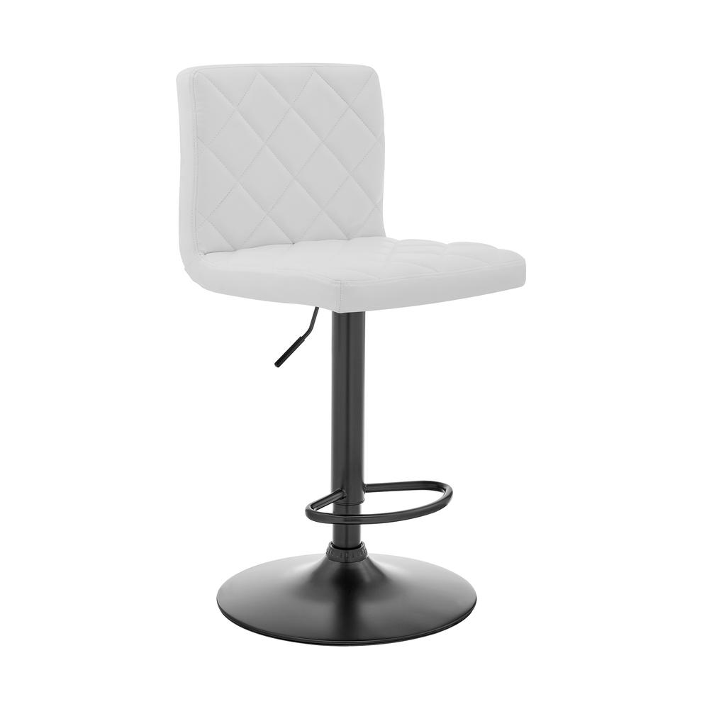 The Duval Adjustable White Faux Leather Swivel Bar Stool