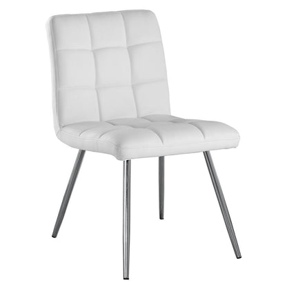 Monarch Specialties White Leather-Look/Chrome Metal 2-Piece Dining Chair, 32-Inch