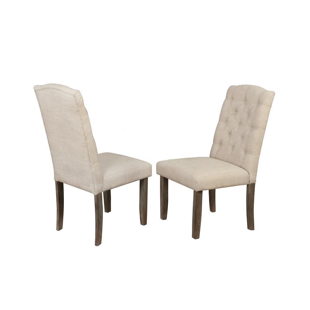 Upholstered Side Chair with Tufted Buttons |  Beige