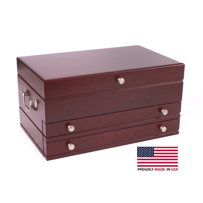 J02M FIRST LADY - 2 Draw Jewelry Chest with Rich Mahogany finish