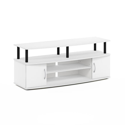 Furinno Jaya Entertainment Center Stand Unit/TV Desk for up to 55 inch, White/Black & Luder Bookcase/Book/Storage, 5-Cube, White